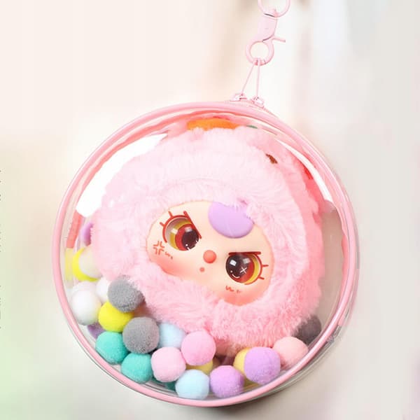 Clear PVC Doll Display Case – Mini Doll Figure Storage Case (pink)