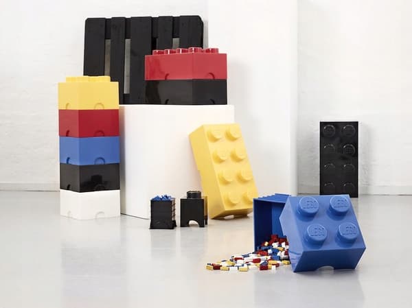 LEGO BRICK STORAGE CONTAINER, 4-COMPARTMENT, 2x2 BRICK, 25 CM, BLUE SORTING BOX