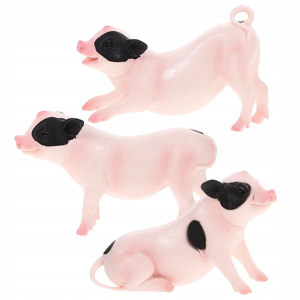 3 PVC PIG FIGURINES – REALISTIC DECORATIONS