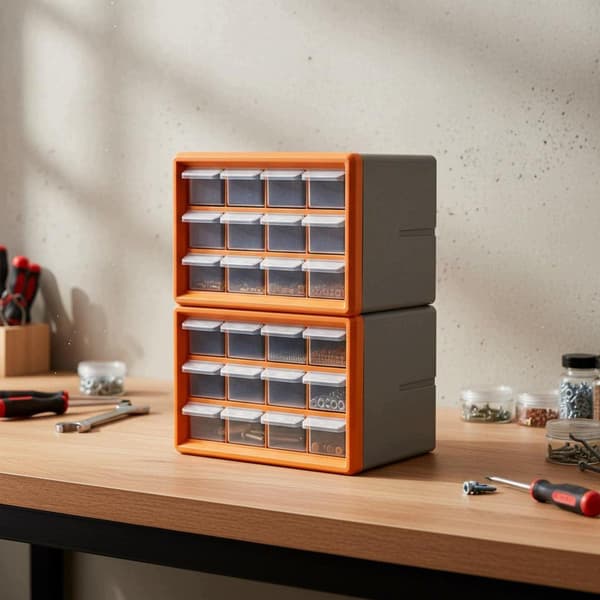 Organiser cabinet – Easy-to-sort drawer unit – Versatile 16 Grid Orange
