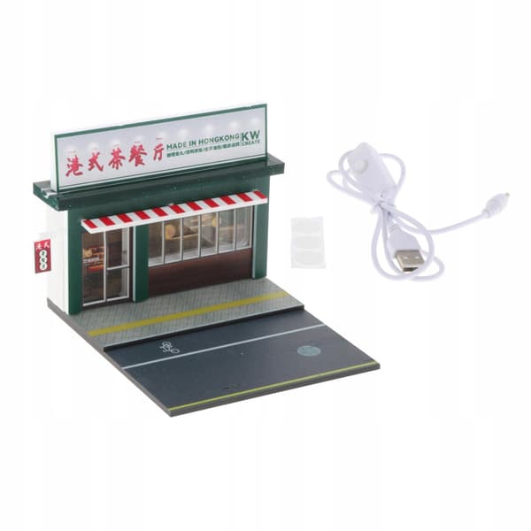 1/64 Scale Model Car Display Scene Background Setting Diorama Tea Restaurant