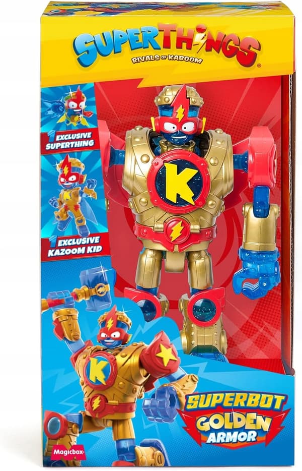 GOLDEN ARMOUR ROBOT WITH 2 EXCLUSIVE FIGURES AND COMBAT ACCESSORIES
