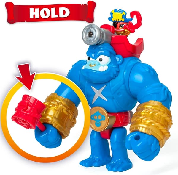 MOVING GORILLA FIGURINE WITH VERTICAL STRIKES AND A COIN THAT UNLOCKS ITS POWERS