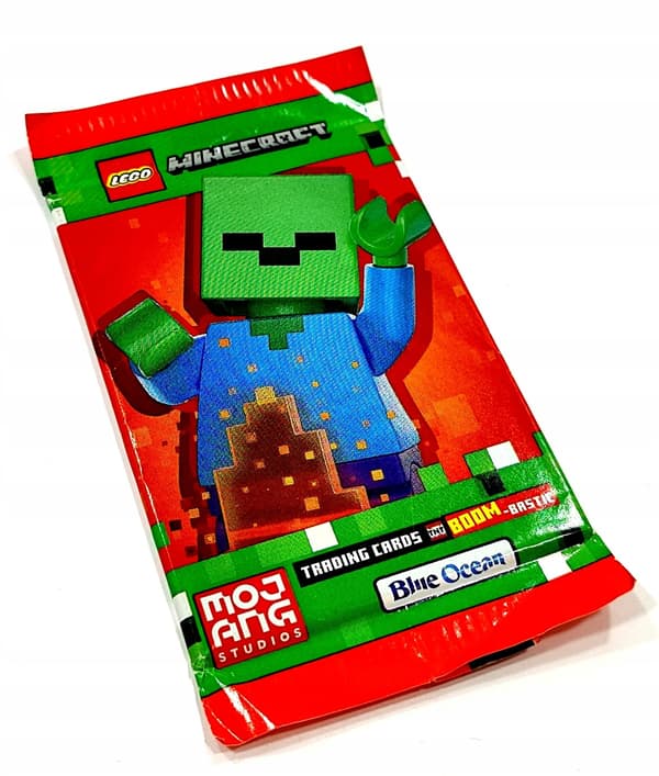 LEGO MINECRAFT CARDS. SERIES 2: BOOM-BASTIC. 7 PACKETS. 42 CARDS. ASSORTED DESIGNS