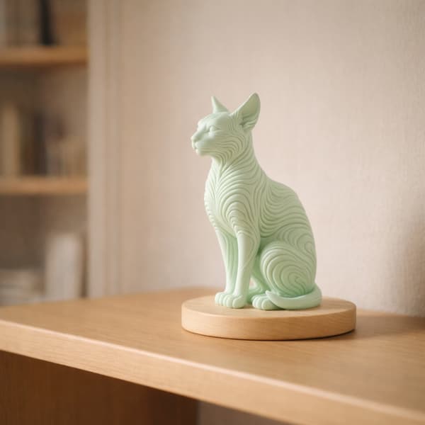 DECORATIVE FIGURINE: CAT SITTING ON A BASE – MANY COLOURS