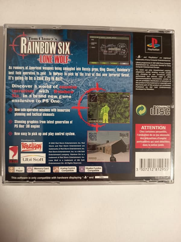 TOM CLANCY'S RAINBOW SIX LONE WOLF PSX PS1 PSONE English version, complete set