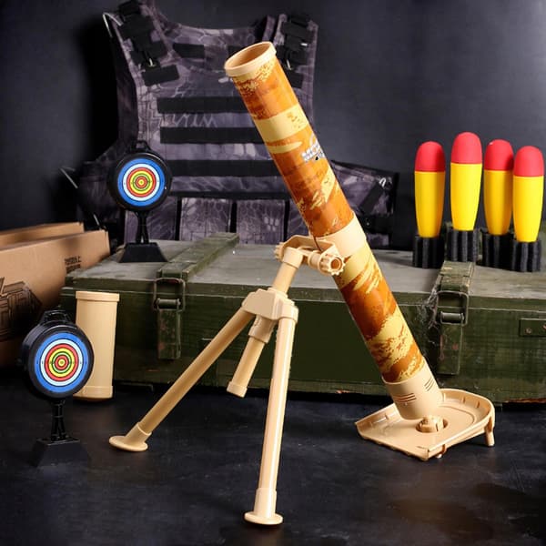 Mortar Launcher Play Set Interactive games with sound Soft foam Yellow