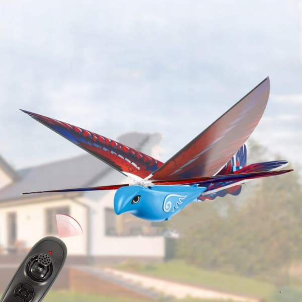 Remote-controlled flying bird toy – RC toy – Unique, realistic, flapping-wing, blue