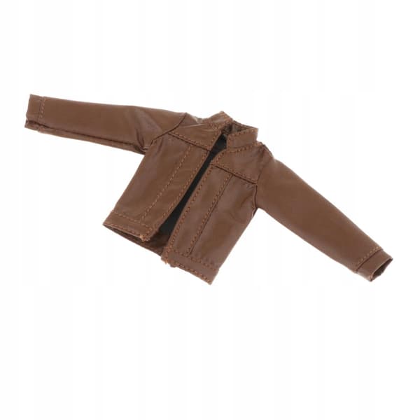 Mini Faux Leather Biker Shacket, Open Front, Long Sleeve, coffee