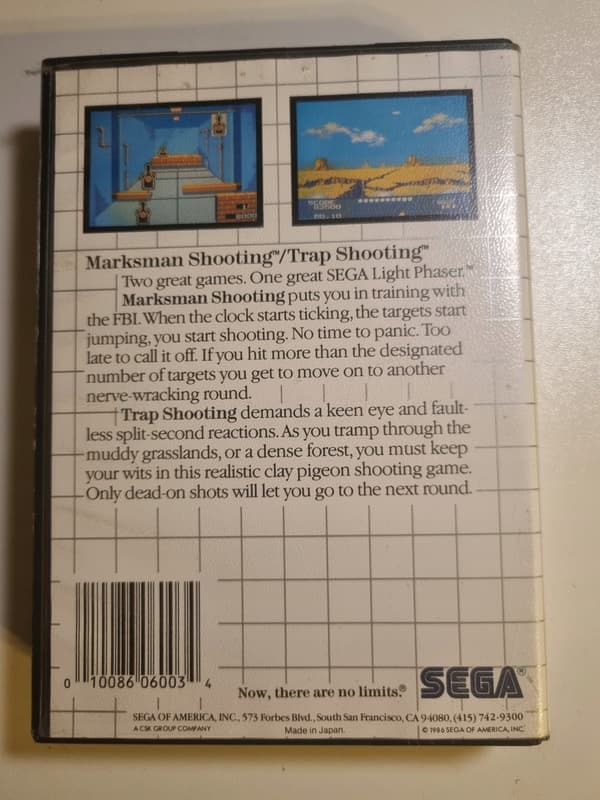 Marksman Shooting & Trap Shooting for SEGA MASTER SYSTEM, complete set (box and instruction manual)