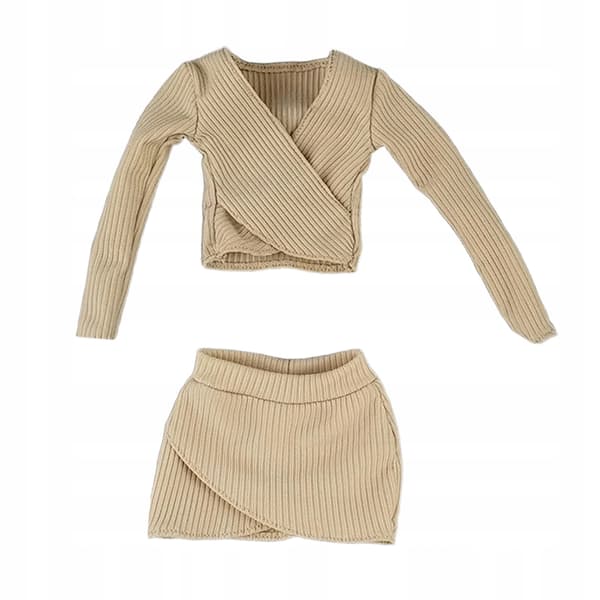 1:6 Scale Basic Crop Top Outfit Feminine Silhouette Khaki