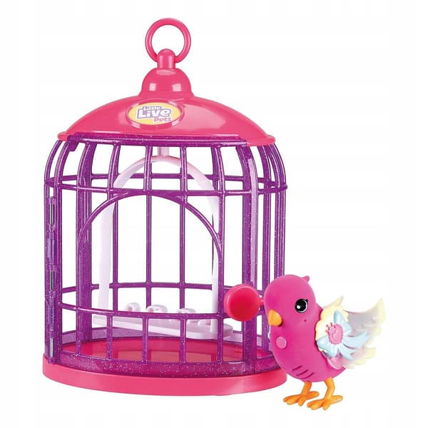 LITTLE LIVE PETS PINK BIRD IN A CAGE – INTERACTIVE, LIGHT-UP, CHIRPING