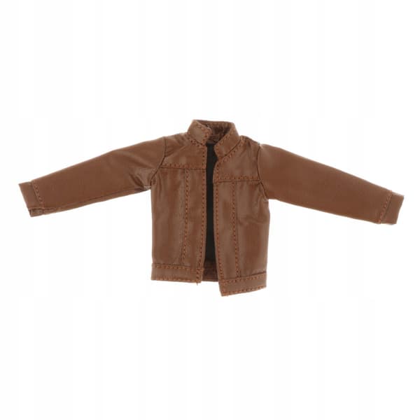 Mini Faux Leather Biker Shacket, Open Front, Long Sleeve, coffee