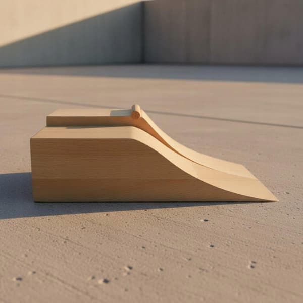 A solid wood toe-skate ramp for practising Ollies, with an elegant design – Spot E