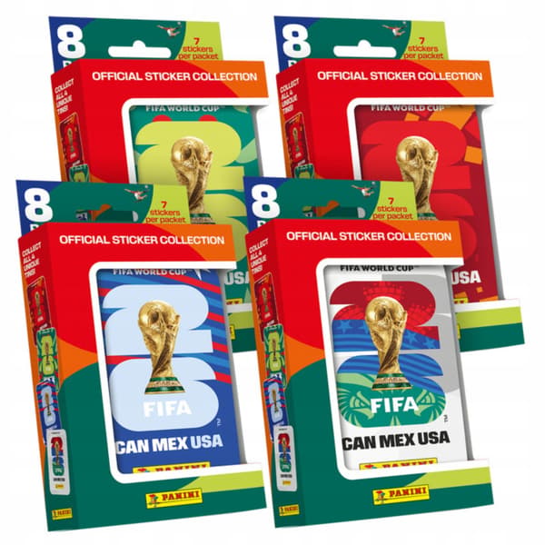 4x MINI CAN PANINI FIFA World Cup 2026 Sticker Pack Collection – Set