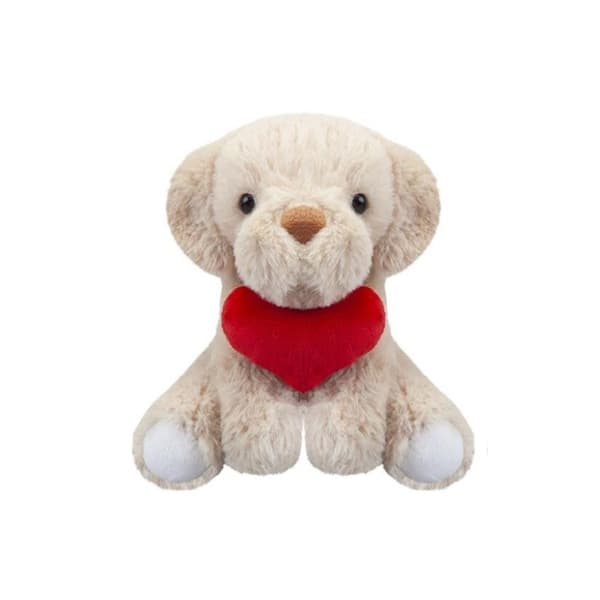 Plush dog with a heart, 15 cm