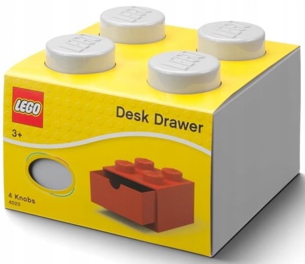 LEGO DESK STORAGE BOX WITH DRAWER – BRICK 4 BRICKS – WHITE BOX + BAG