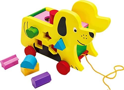 WOODEN PULL-ALONG DOG – EDUCATIONAL SHAPE SORTING TOY FOR CHILDREN