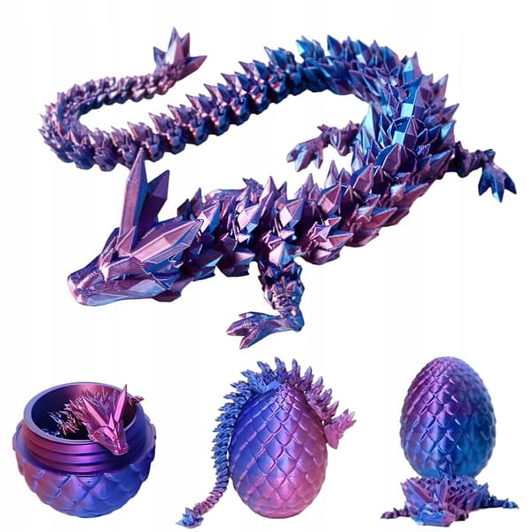 Mini Dragon Egg – blue and purple, 3D-printed, 30 cm