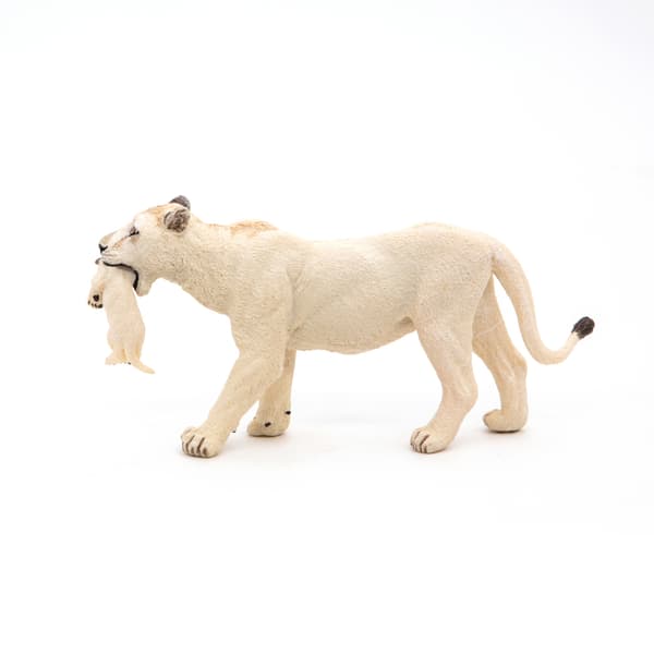 WHITE LIONESS WITH CUB [FIGURINE]