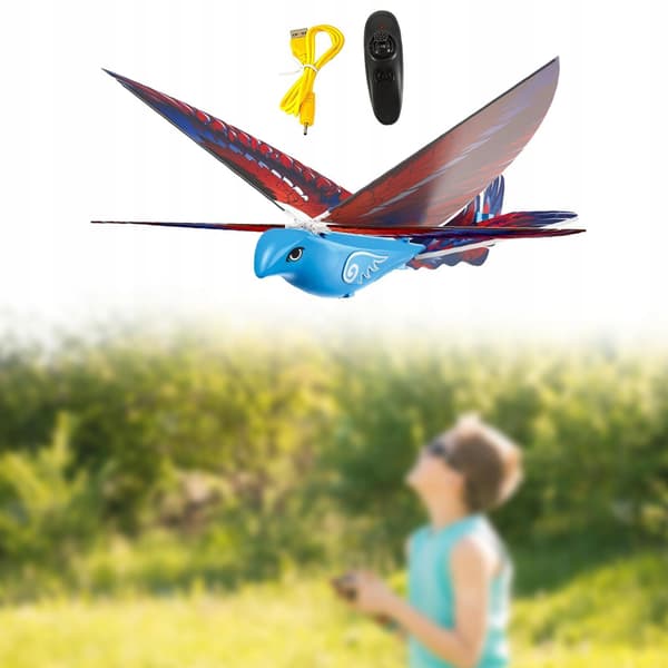 Remote-controlled flying bird toy – RC toy – Unique, realistic, flapping-wing, blue