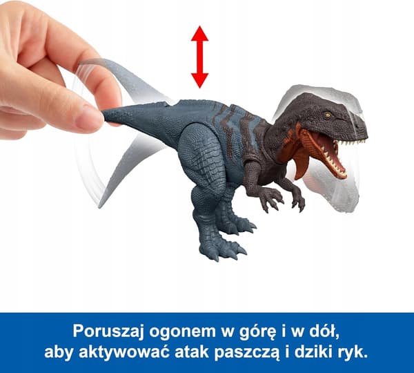 A DINOSAUR FIGURINE WITH A ROAR AND A MULTI-DIRECTIONAL ATTACK FOR PLAY