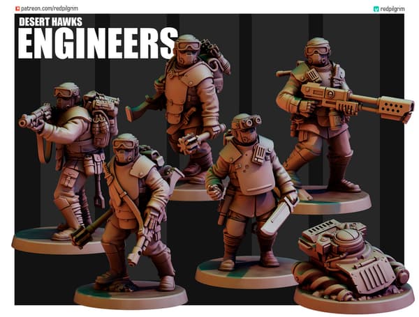 ENGINEERS x6 Red Pilgrim Miniatures