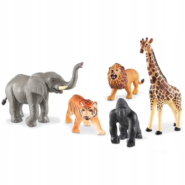 Learning Resources Set of 5 Small Figures: Giraffe, Elephant, Lion, Tiger