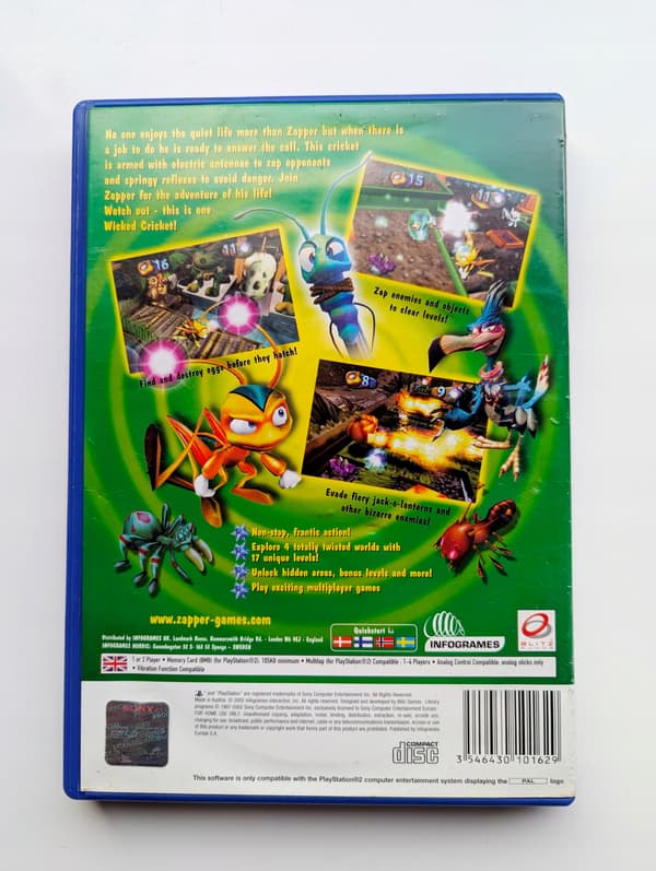 *** ZAPPER ONE WICKED CRICKET PLAYSTATION 2 PS2 PSX *** 3AAA