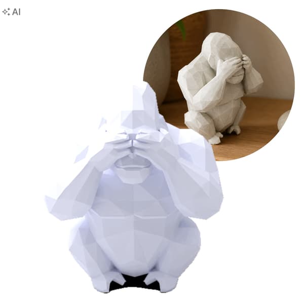 LOW-POLY GORILLA FIGURINE – MODERN SHELF DECORATION – MANY COLOURS