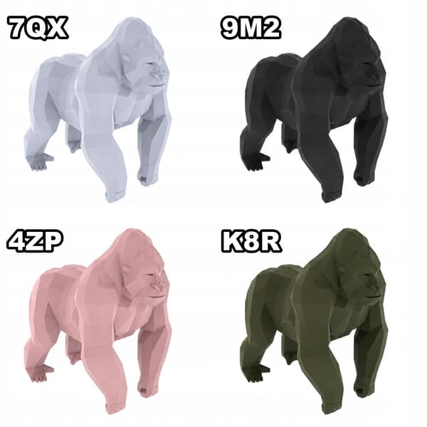 LOW-POLY GORILLA FIGURINE – HOME DECOR FOR A SHELF – MANY COLOURS