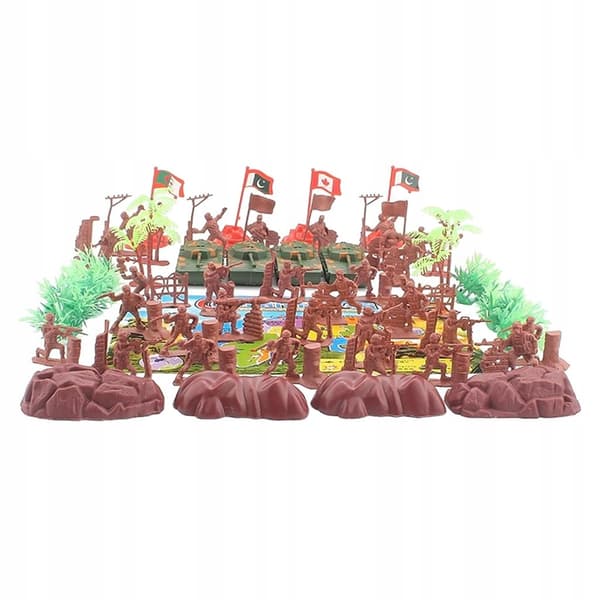 52x Soldier Figures / 4 Red Flags Play Set