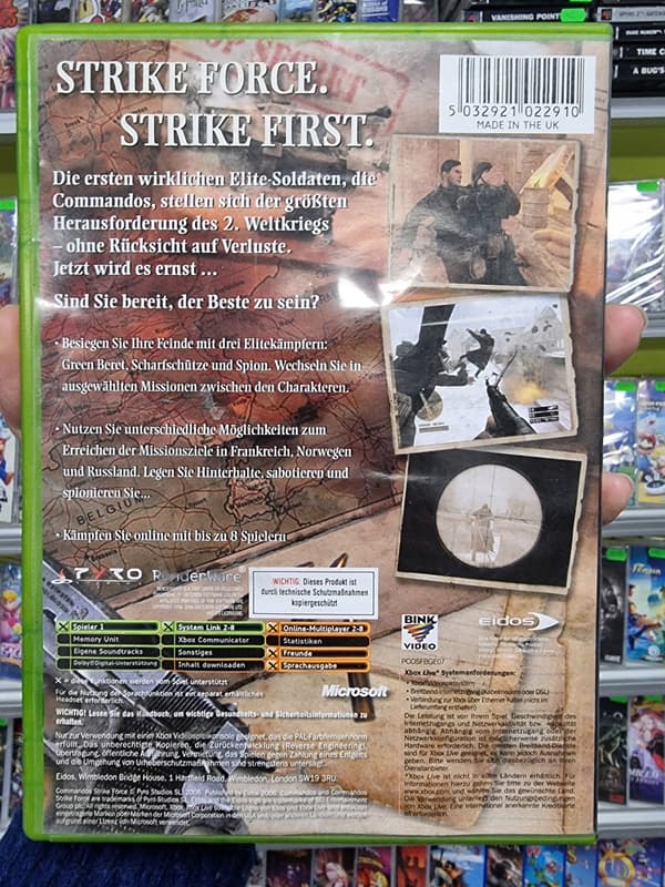 COMMANDOS STRIKE FORCE XBOX CLASSIC SET WITH INSTRUCTIONS