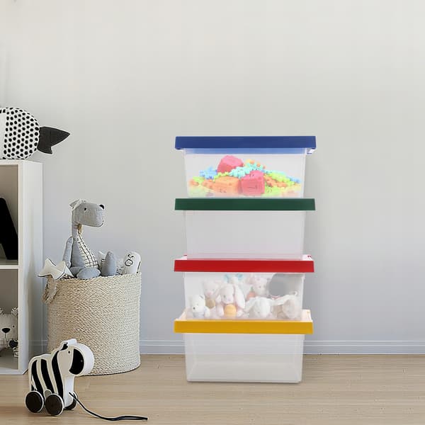 4 × 9L CHILDREN’S BLOCK STORAGE CONTAINERS × 4 × STACKABLE TOY ORGANISER