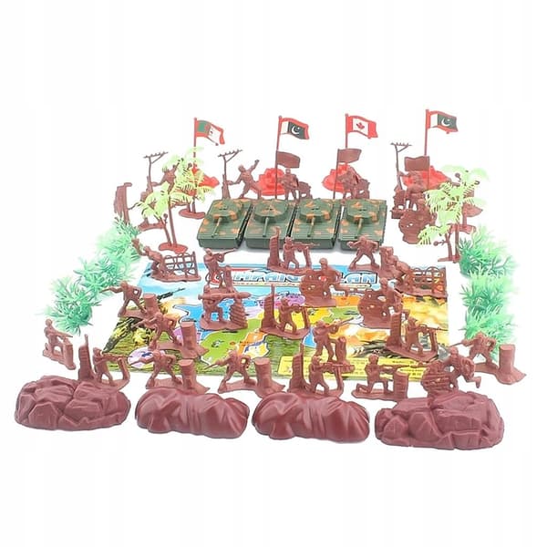 52x Soldier Figures / 4 Red Flags Play Set
