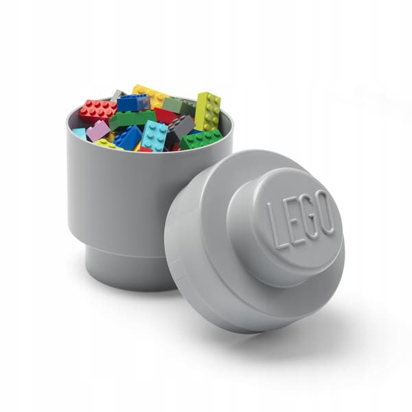 LEGO STORAGE BOX FOR BRICKS, 1, GREY, ROUND, 40301740