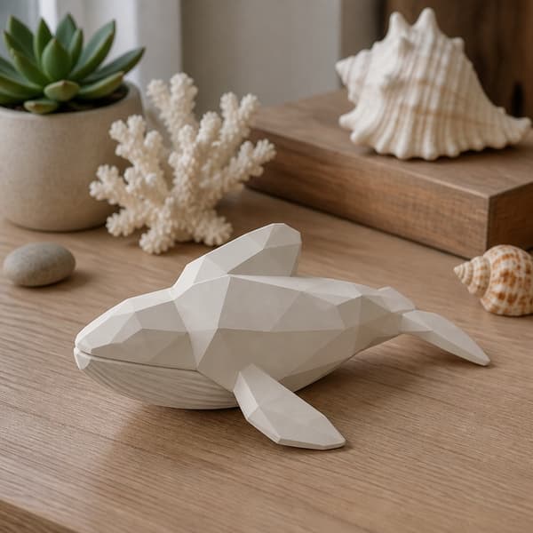 LOW-POLY WHALE FIGURINE – HOME DECOR FOR A SHELF – MANY COLOURS AVAILABLE