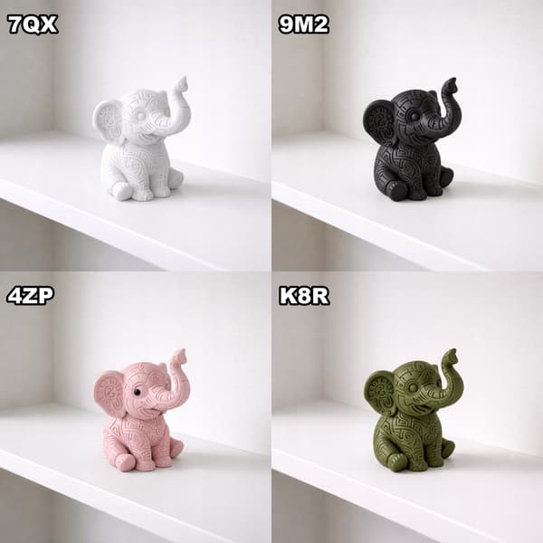 DECORATIVE ELEPHANT FIGURINE WITH ENGRAVING, 3D DESIGNS, MANY COLOURS
