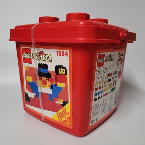 Lego System Basic 1884 bucket set, MISB, bricks, 1992, Father Christmas and Christmas tree