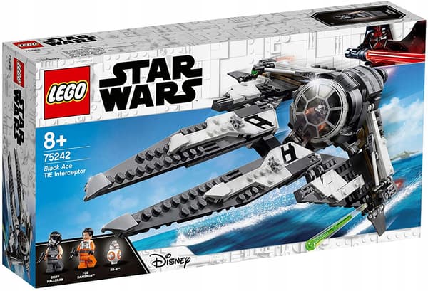 LEGO STAR WARS 75242 TIE Interceptor, Black Ace, Droid BB-8, Poe Dameron