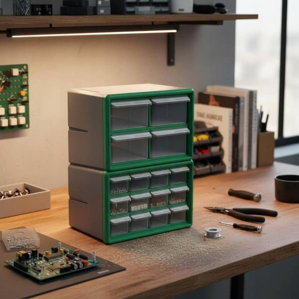 Organiser, Cabinet, Clean, Drawers, Drawer, Cabinet, Stackable, 16 Grid, Green