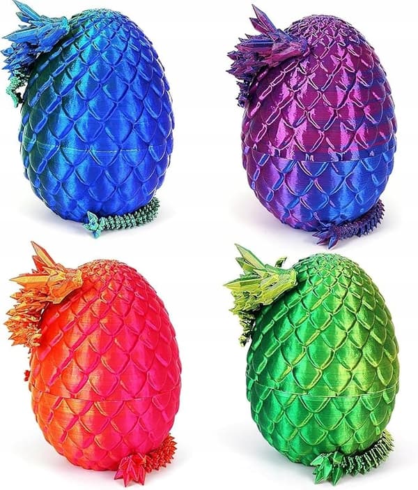 4 x 3D-printed Crystal Dragons