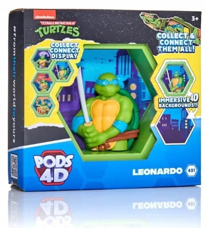 WOW! PODS – 4D Ninja Turtles Leonardo, Unique Connectable Collectable Bobbl