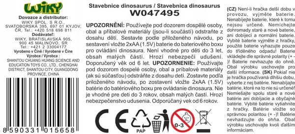 Wiky Brachiosaurus Dinosaur Kit for a battery-operated cable, ages 6+