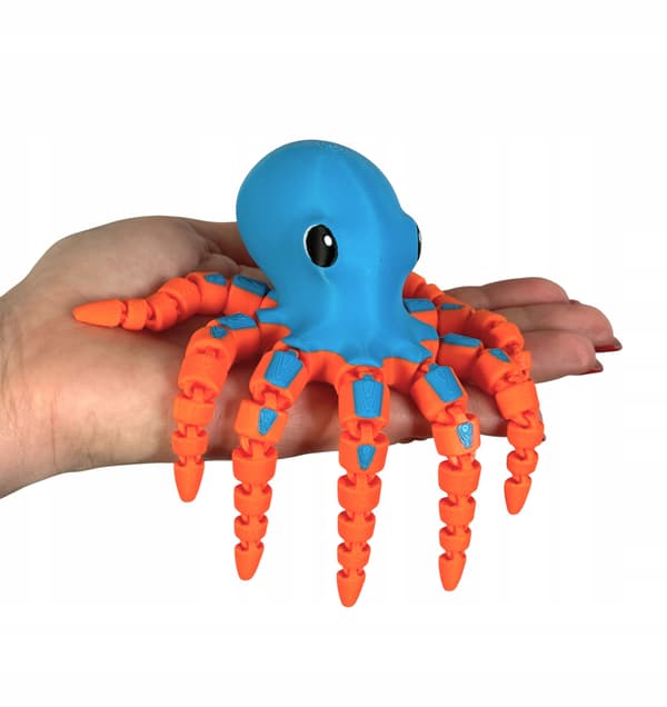3D segmented octopus, movable figurine with 8 flexible tentacles, toy