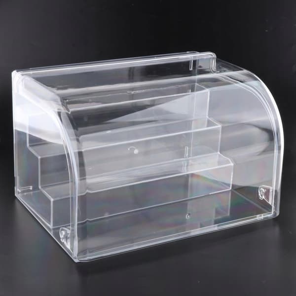 Acrylic display box to protect the stand. Wide opening. Locking mechanism. Fully visible display.