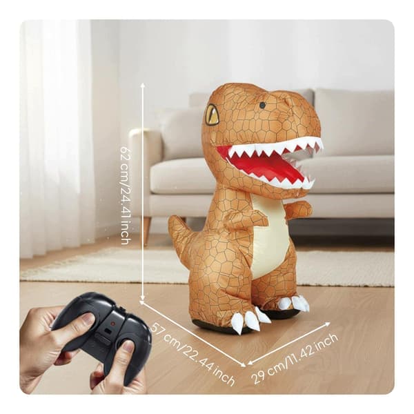 Remote-controlled inflatable dinosaur with automatic inflation – Auto Inflate, brown