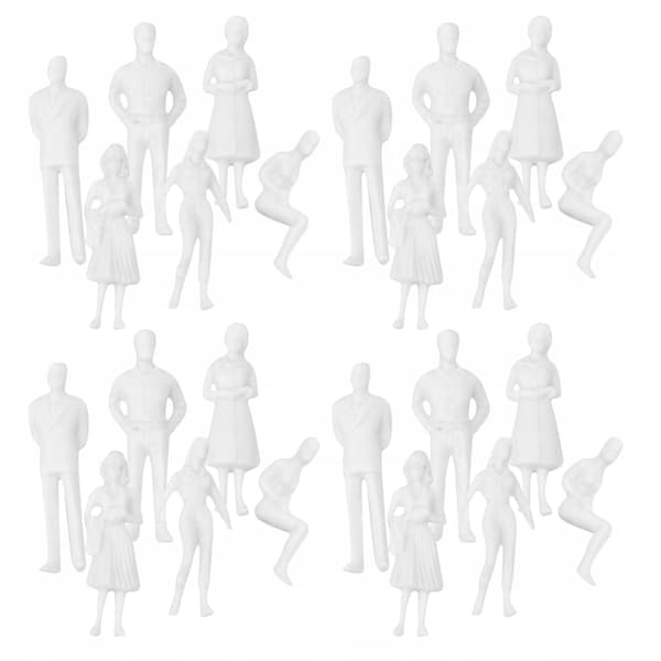 50 MINIATURE WHITE FIGURINES FOR MODELS AND DECORATIONS