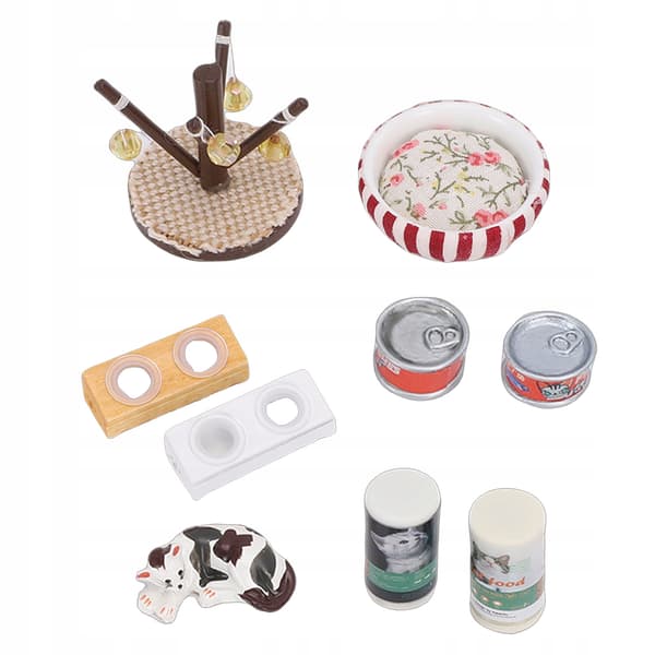 1:12 Doll’s House Cat Figurines Set Miniature Accessories