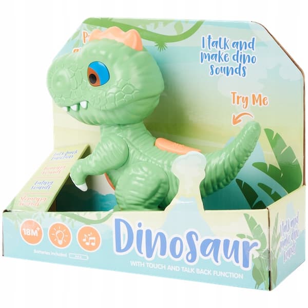 INTERACTIVE BATTERY-POWERED DINOSAUR: LIGHTS UP, ROARS AND RECORDS SOUND